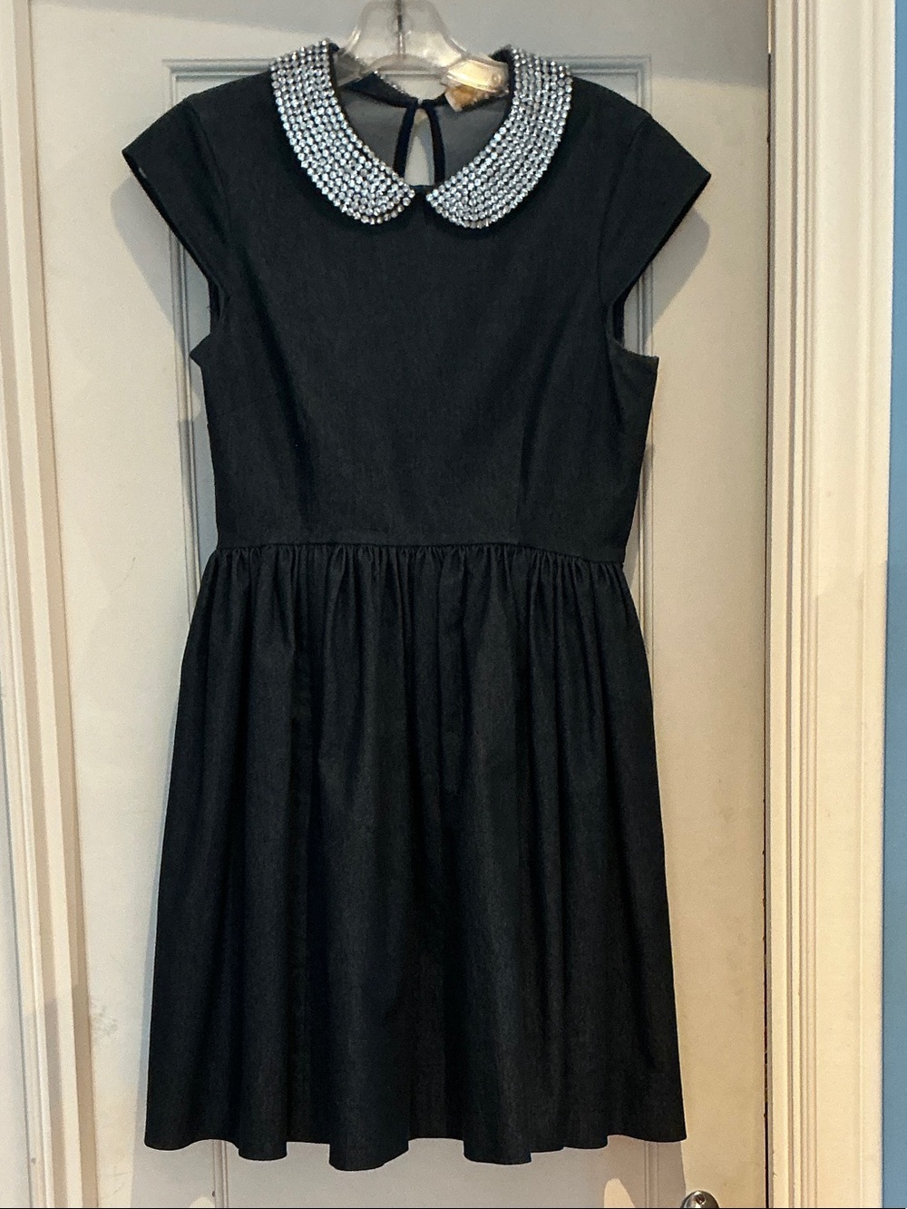 kate spade Black Party Dress with Embellished Peter Pan Collar